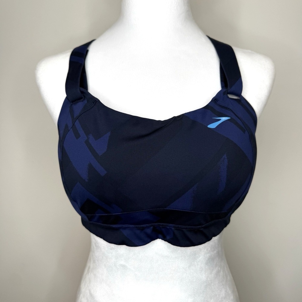 Brooks Running High Impact Juno Sports Bra 38C Blue Adjustable Straps Supportive